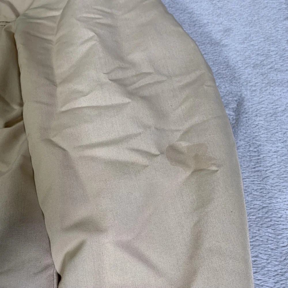 Vintage William Barry Coat Mens 44 Beige Canvas Faux Fur Lined Parka 70s USA